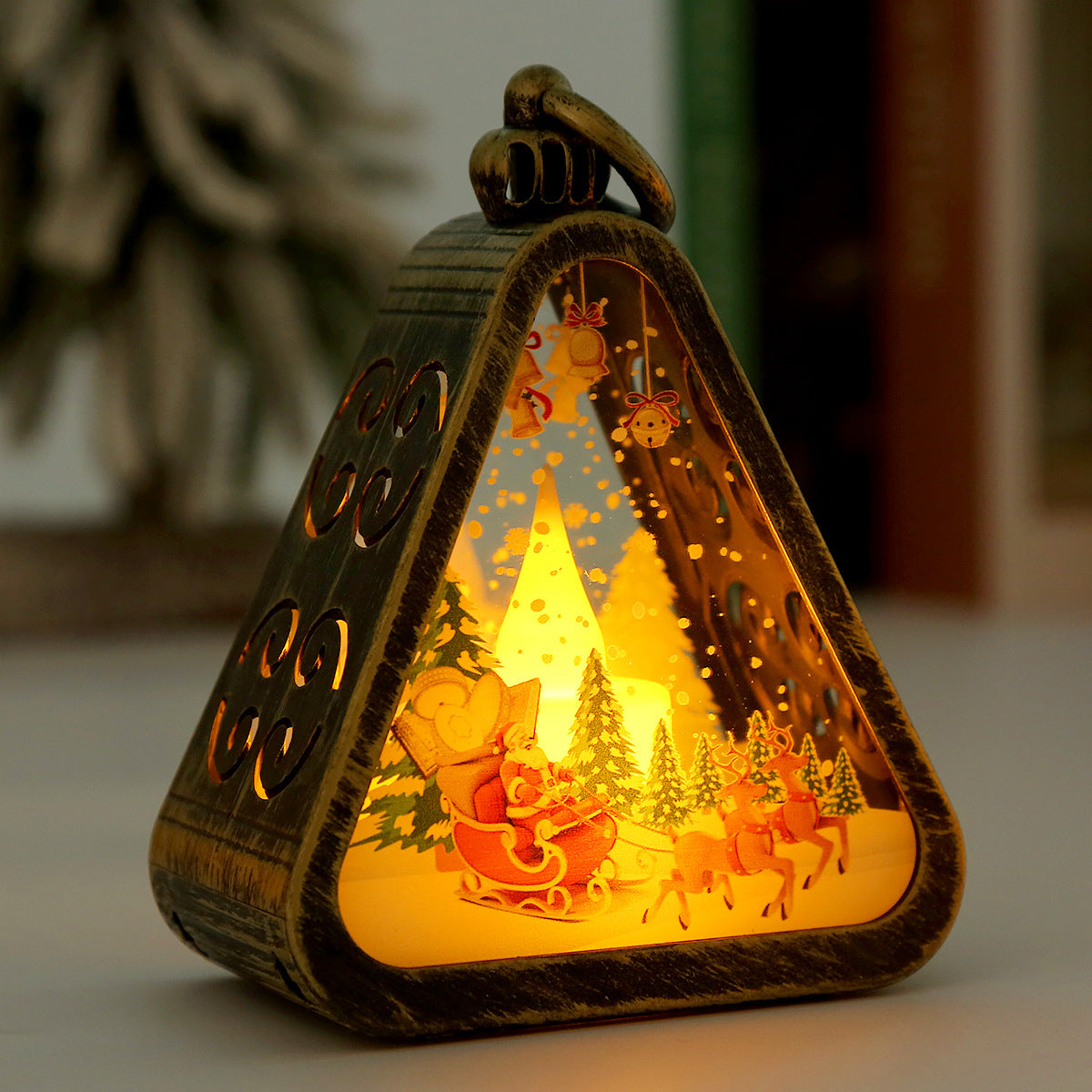 Christmas night light measuring 3.5 by 2 by 4.5 inches