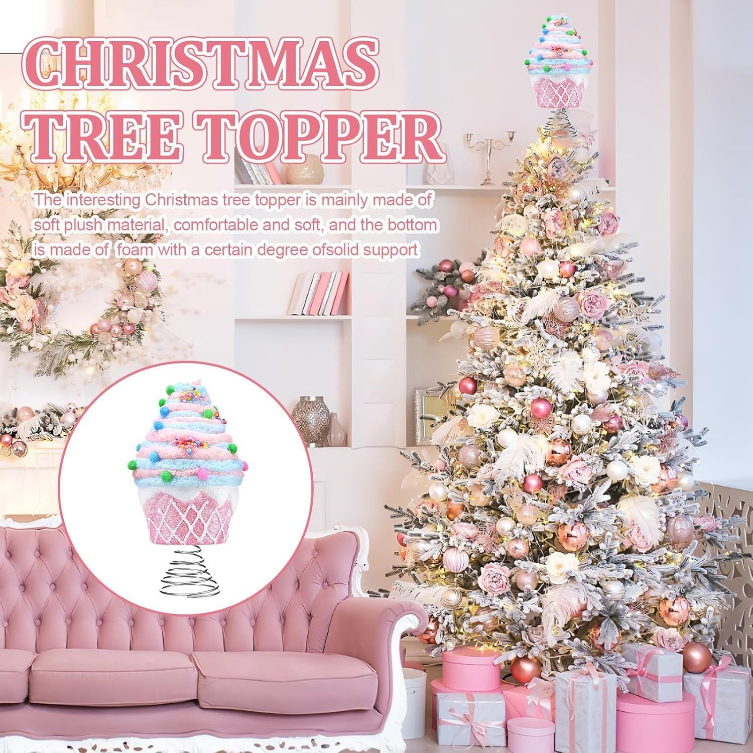 Cupcake tree topper measuring 5.5 by 3.9 inches