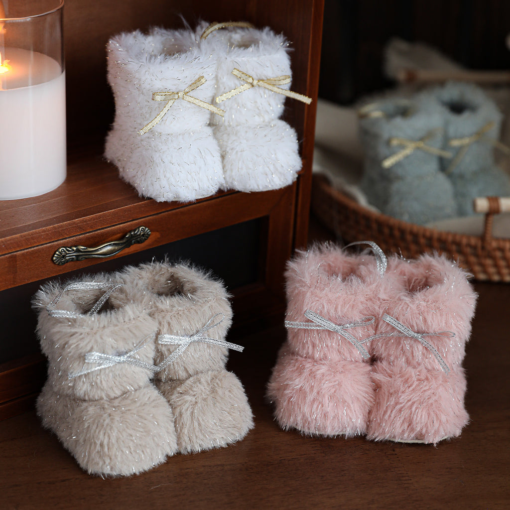 Gray plush boot pendant from the five color Christmas range