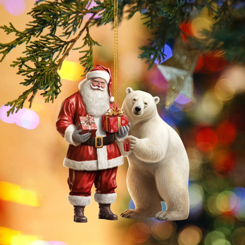 Second style of the acrylate Santa and polar bear Christmas pendant