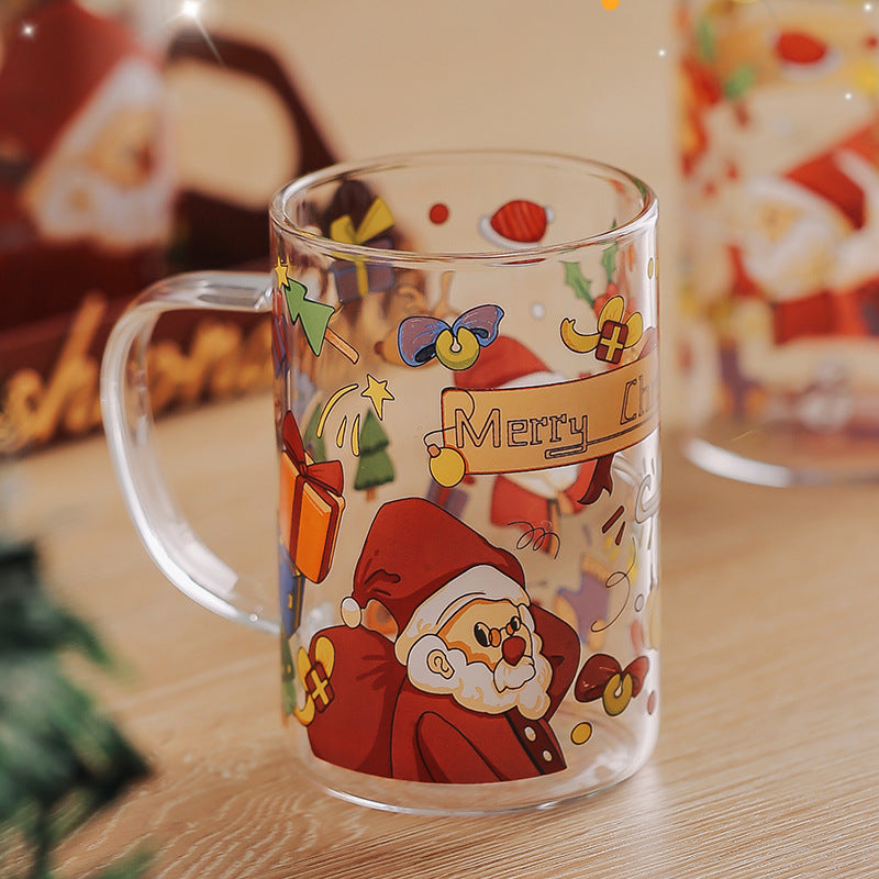 Glass Christmas mug with a snowman silhouette, one cup per order
