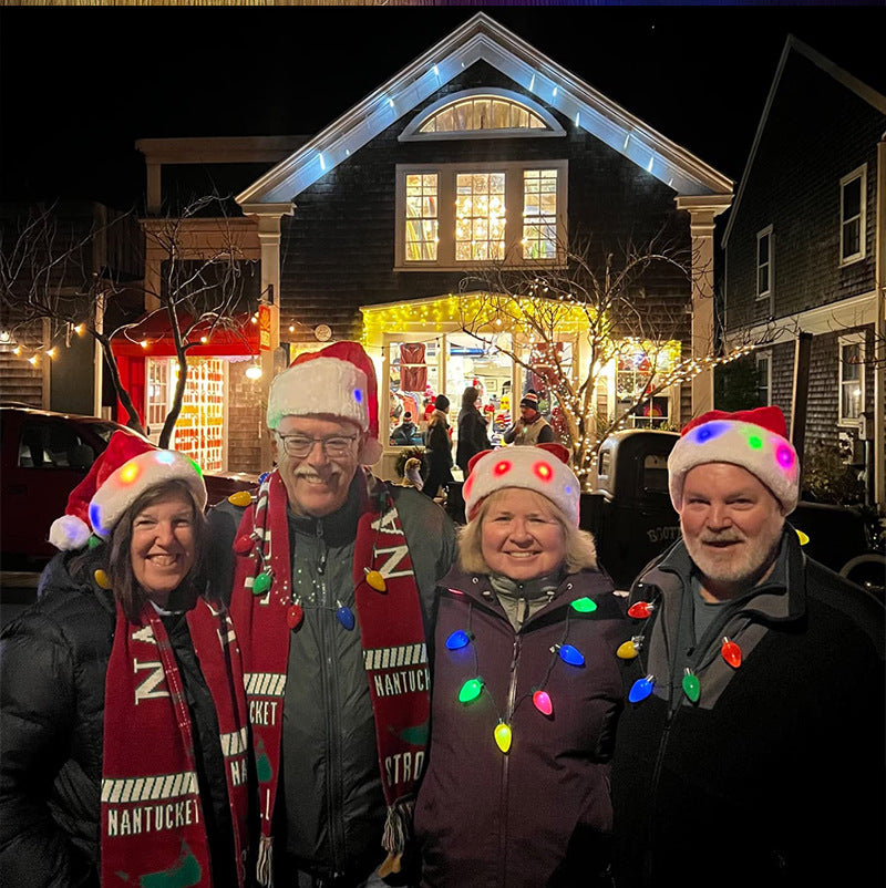 Light up Santa hat with LEDs set through the trim