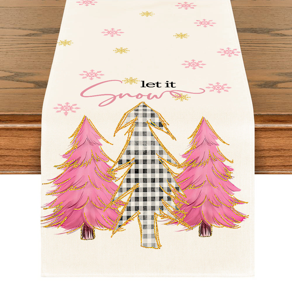 Snowflake patterned Christmas table runner woven from polyester fiber