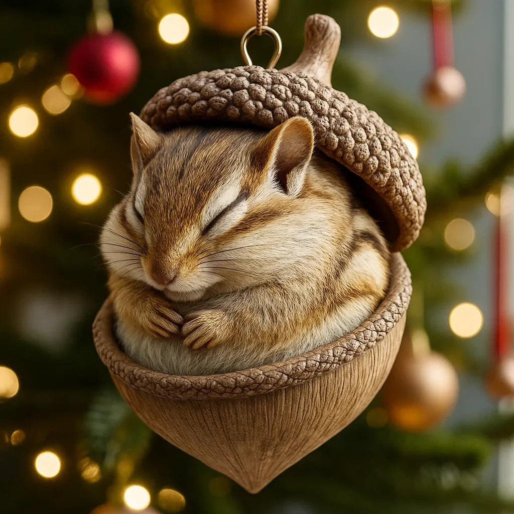 Rabbit design acrylic Christmas ornament in the ten animal range
