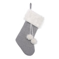 Christmas sock decoration sewn from cloth in gray and white