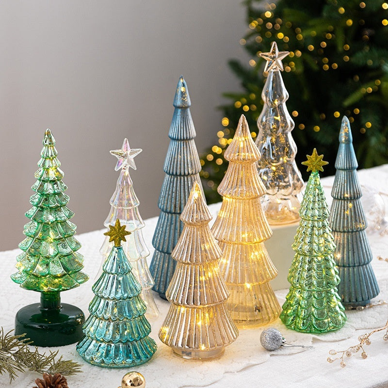 Large green crystal glass Christmas tree ornament with faceted sides