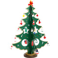 Hand painted wooden Christmas tree decoration standing 14.2 inches tall