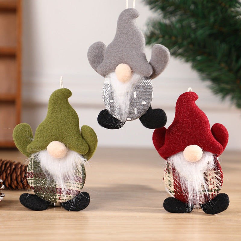 Green hat faceless gnome Christmas ornament made entirely from cloth