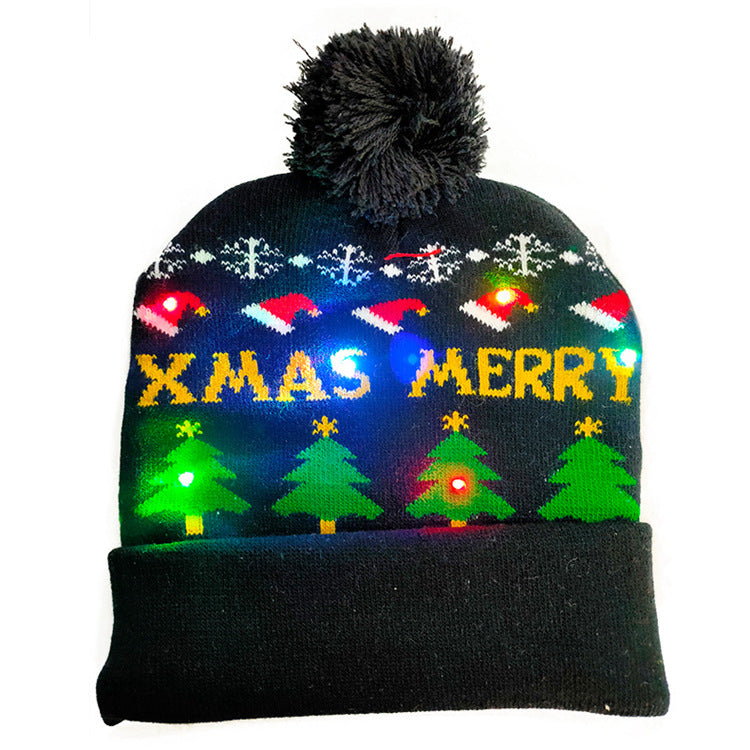 Three piece pack of light up knitted Christmas hats