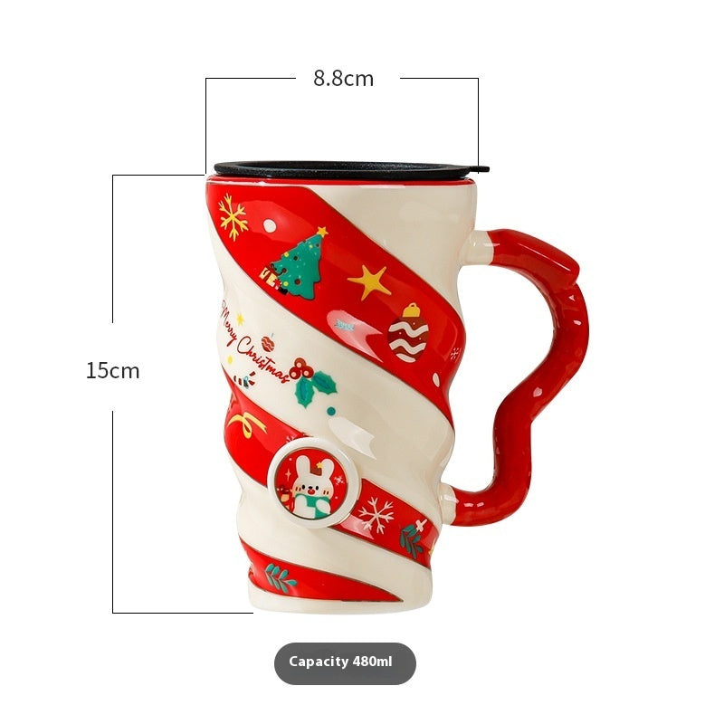 Pair of matching ceramic Christmas mugs sold together as one set