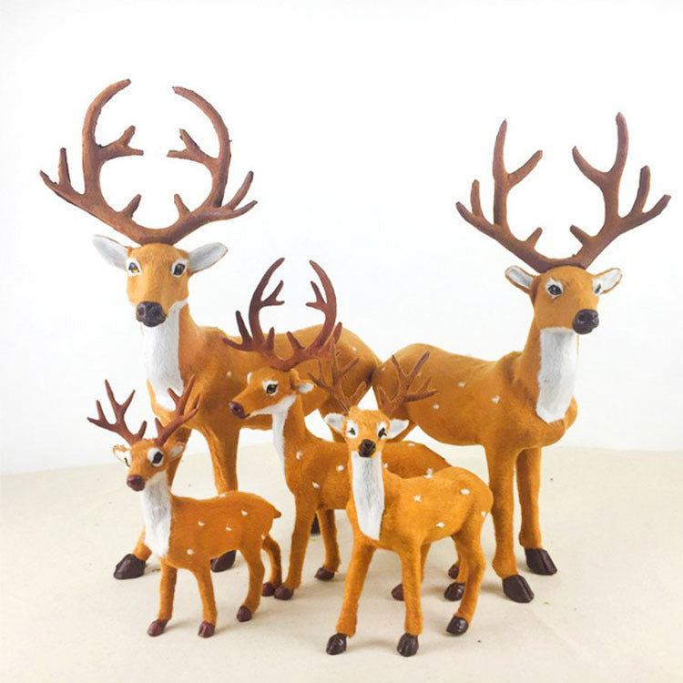Standing deer figurine for Christmas, flocked fabric over a plastic frame