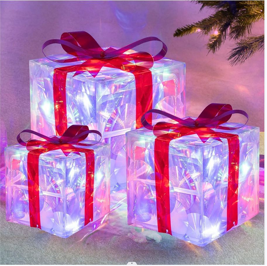 Red light up Christmas gift box, one box per order