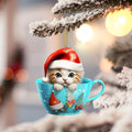 Flat plexiglass Christmas ornament with printed cartoon detail and a clear edge