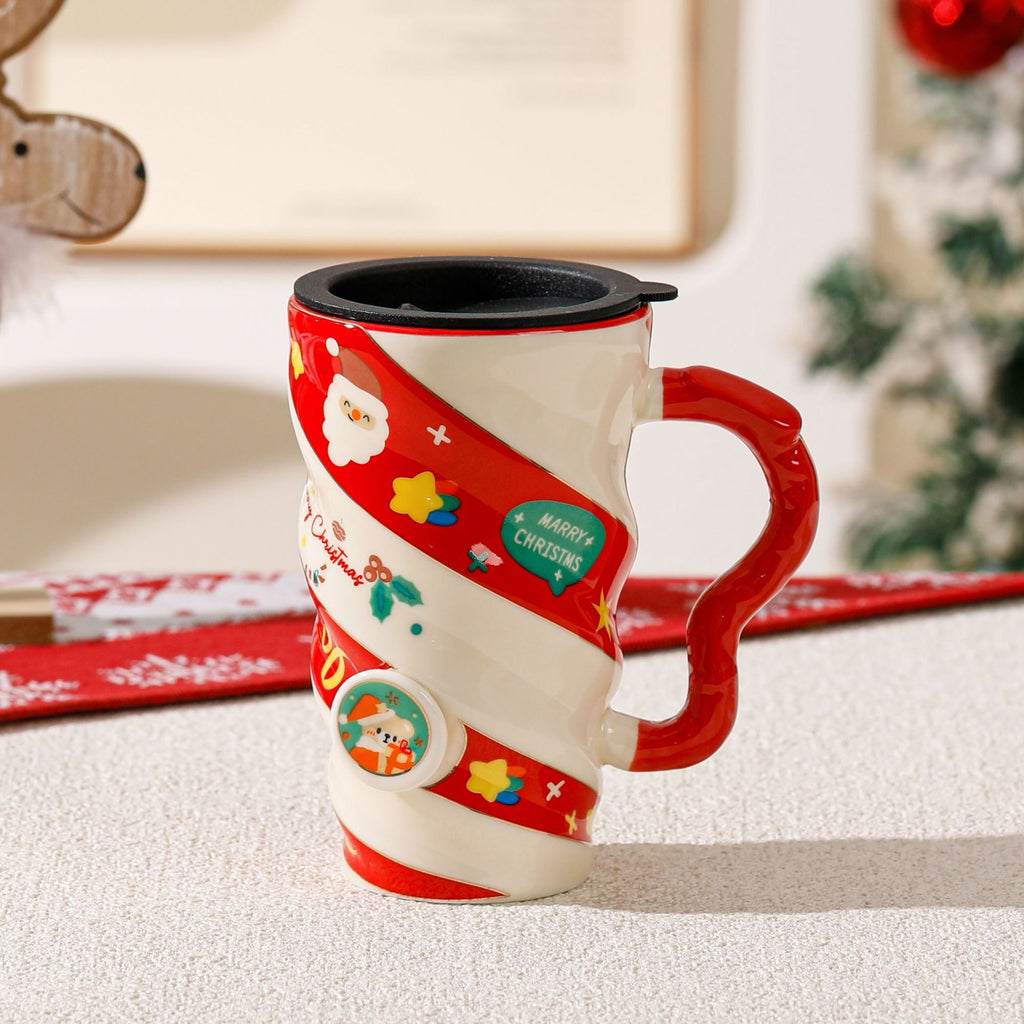 Single ceramic Christmas mug holding between 13.6 and 16.9 fluid ounces