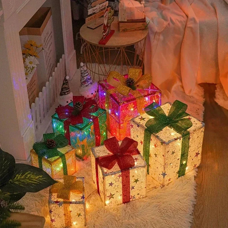Deer design Christmas gift box lights, one of two designs