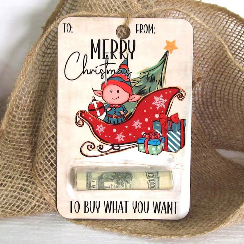 Design 5 of the wooden Christmas pendant cut from rigid printed wood