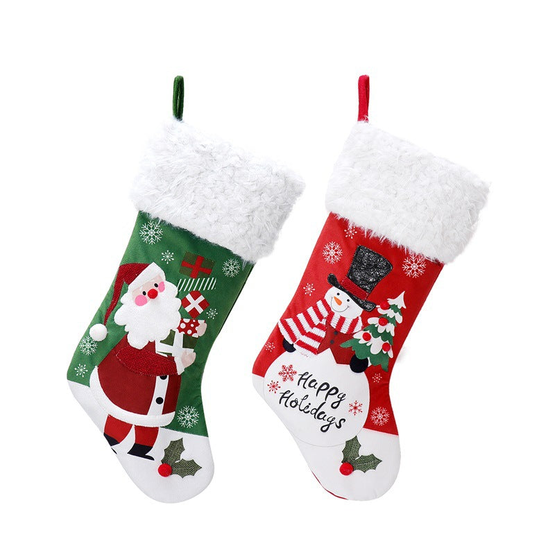 Snowman design flannel Christmas stocking from the same two design range