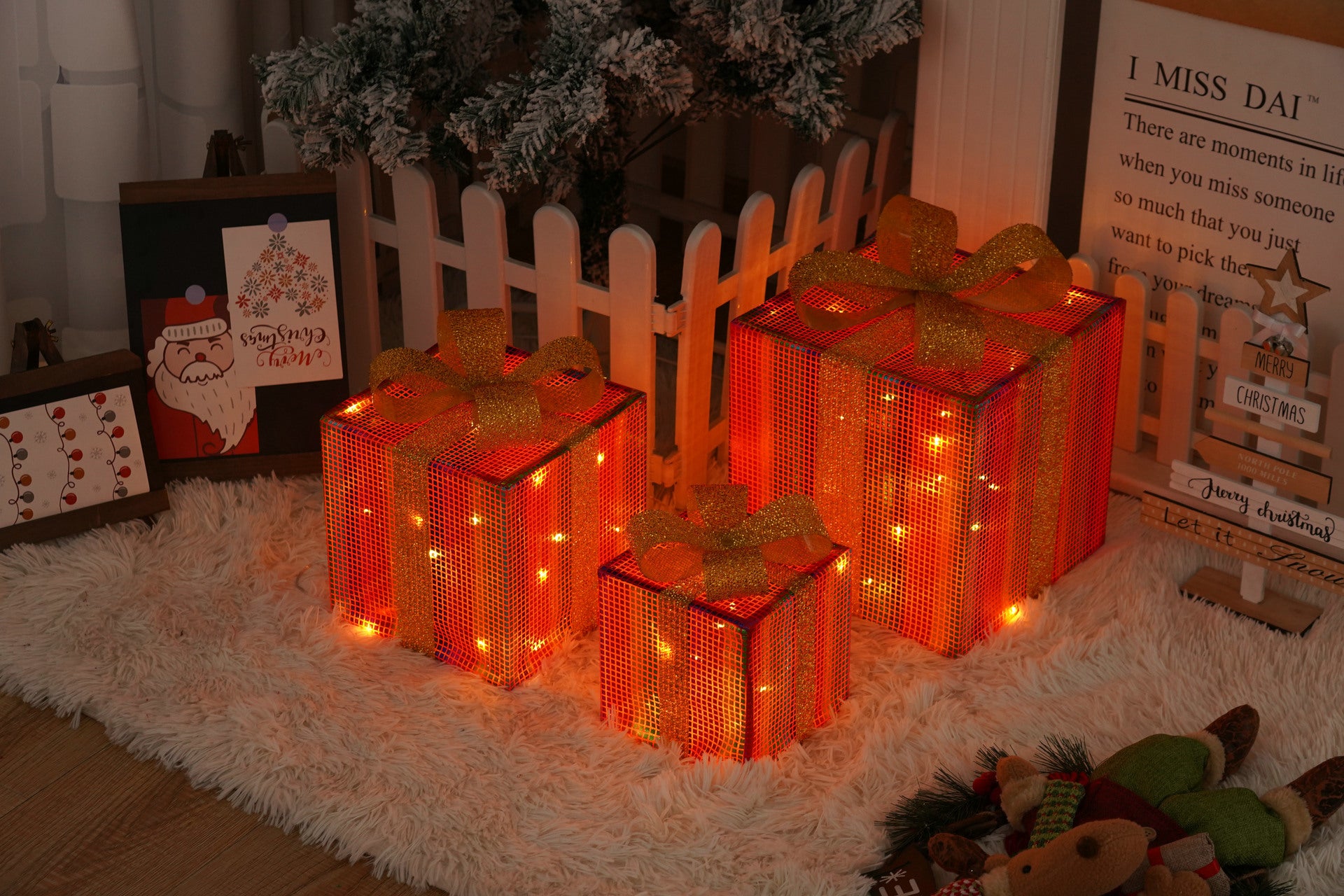 Five pointed star design light up Christmas gift box