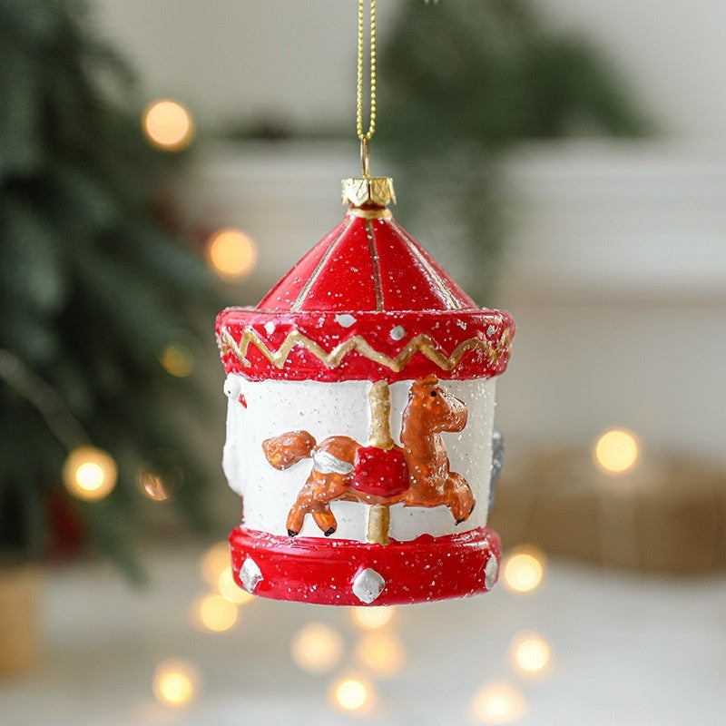 White car Christmas tree ornament molded and painted in lightweight plastic