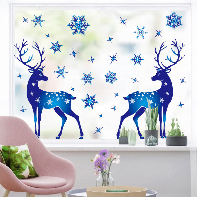 PVC Christmas window stickers in reindeer and snowflake motifs
