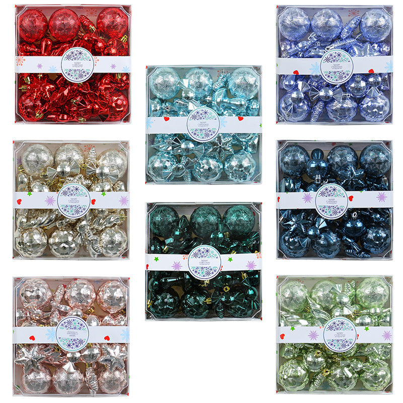 Light blue electroplated Christmas ball ornaments, 28 pieces per set