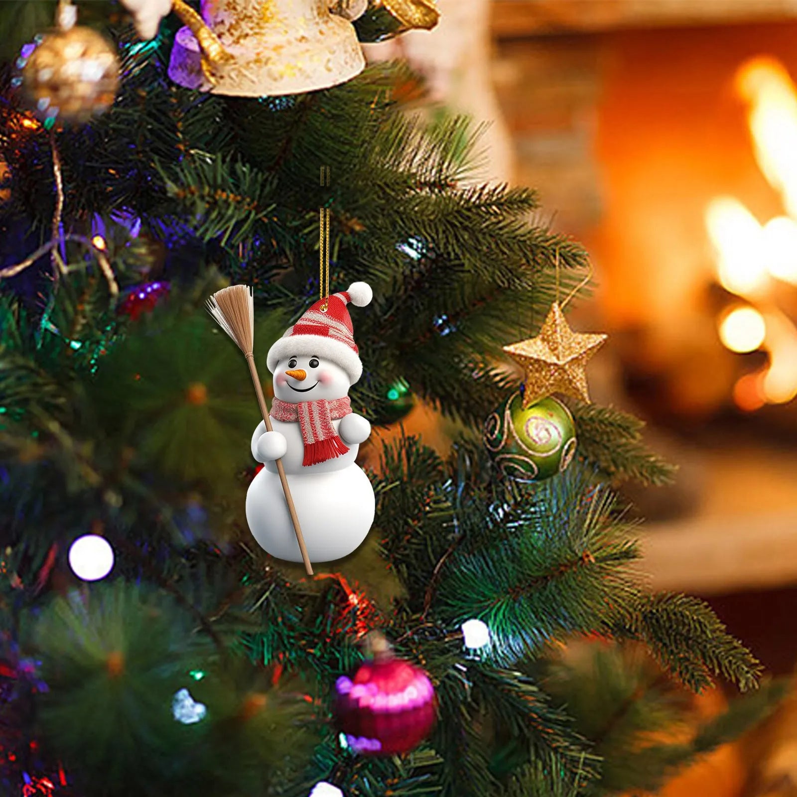 Snowman ornament measuring 3.1 inches tall, cut from acrylic