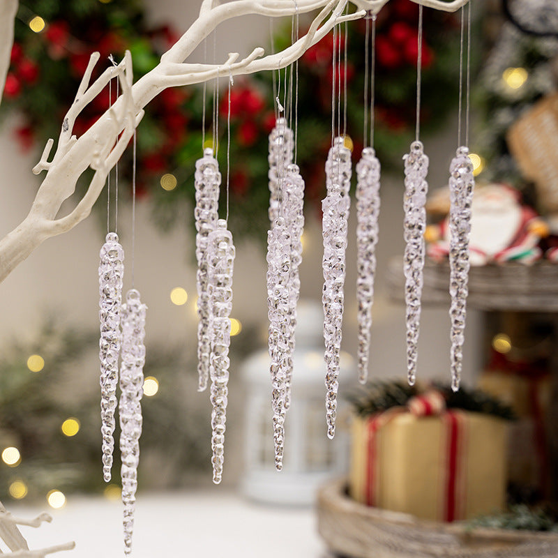 Faceted acrylic texture running the length of the icicle ornament