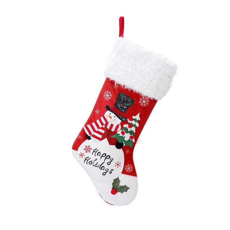 Snowman flannel Christmas stocking, 0.4 inches thick when flat
