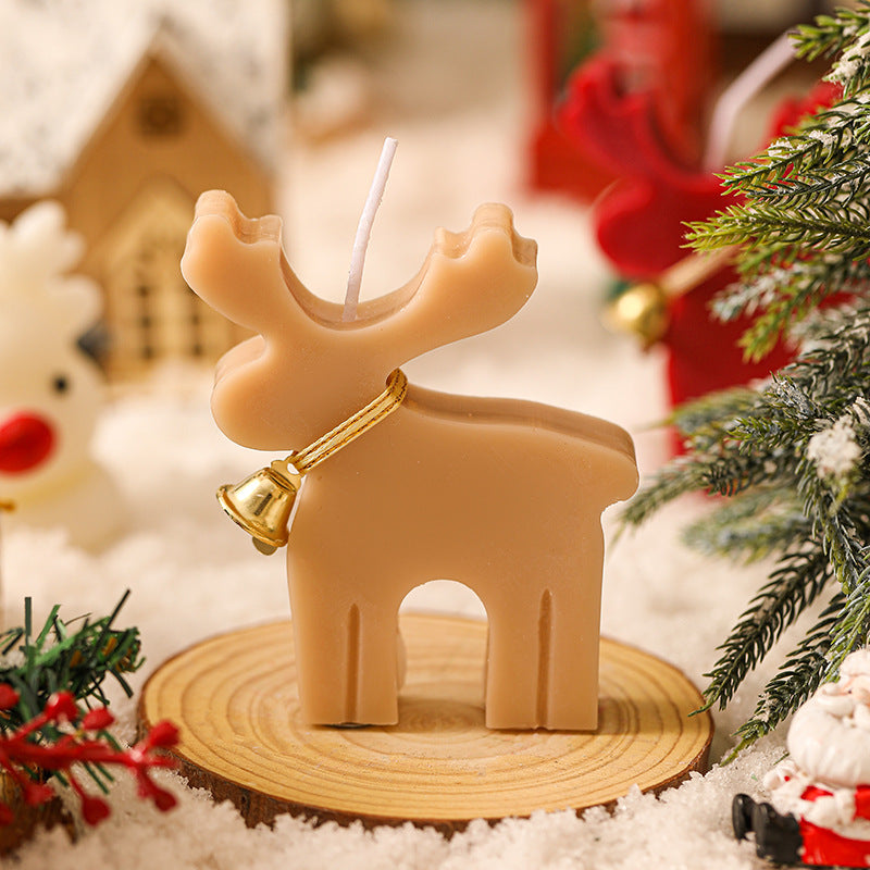 Smooth wax surface across the handmade reindeer Christmas candle