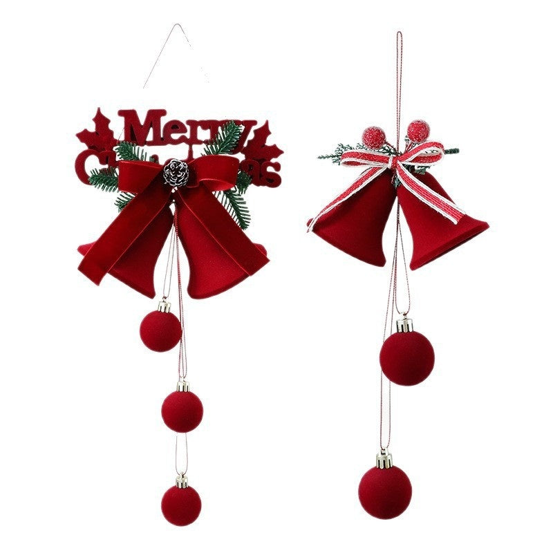 Wine red flocked Christmas ball pendant molded in plastic