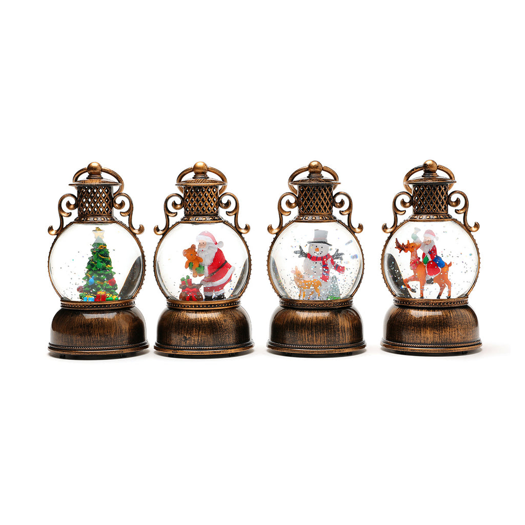 Resin Christmas lantern that lights from within and plays music
