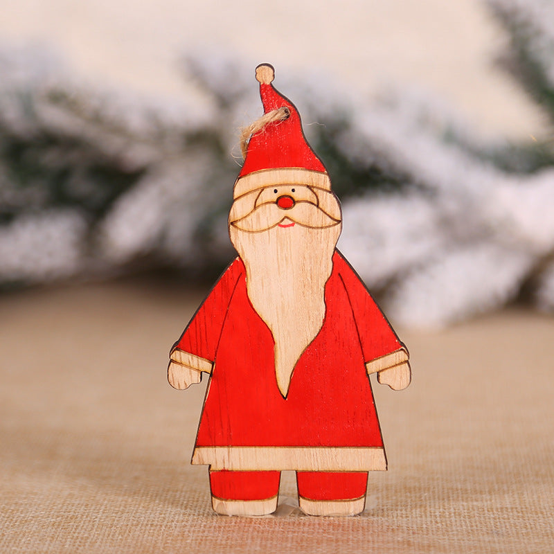 Wooden Santa Claus ornament cut from wood and finished with paint