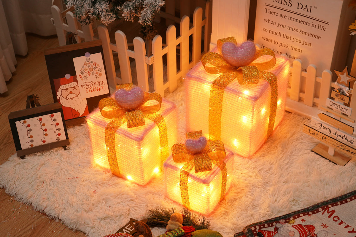 3D bull's eye patterned light up Christmas gift box design