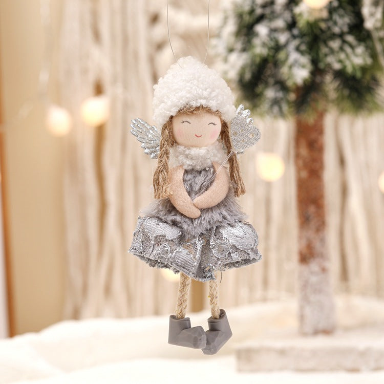 Cloth angel ornament with a full lace skirt below the body