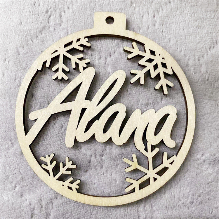Sixth hollow carved Christmas ornament design in the same wooden range