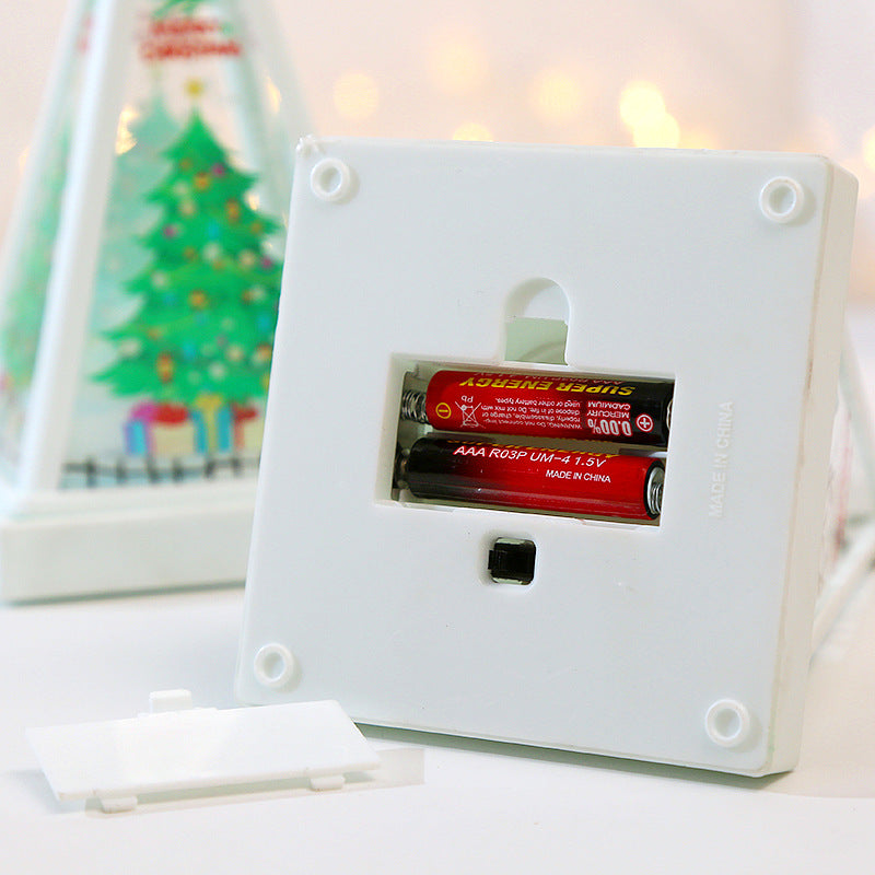 Christmas tree design night light with a UV printed glass panel