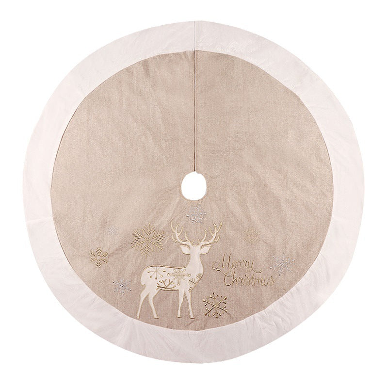 White and gold linen tree skirt supplied as one mat per order