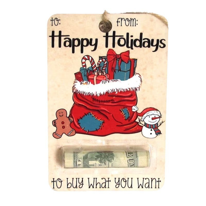 Design 6 of the printed Christmas wood plaque with a cord for hanging
