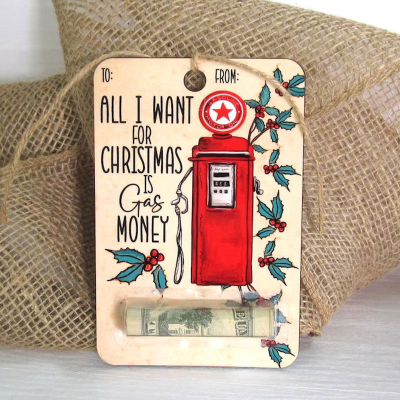 Printed wooden Christmas hanging plaque measuring 4 by 6 inches