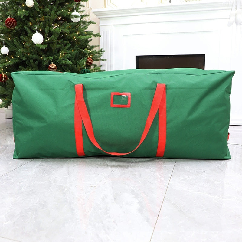 Green Christmas storage bag sewn from woven Oxford cloth