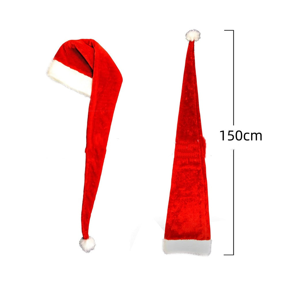 Polyester Santa hat with a tail long enough to drape