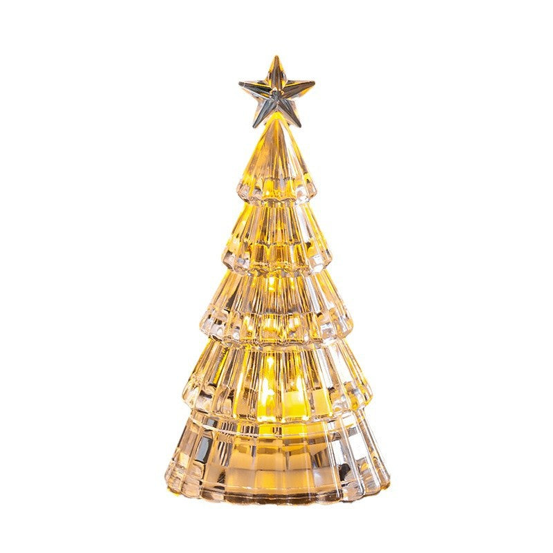 Mini crystal Christmas tree desktop ornament with a faceted surface