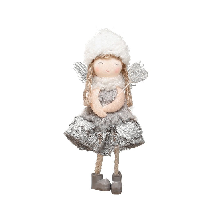 Pink lace skirt angel ornament with a snowflake at the front