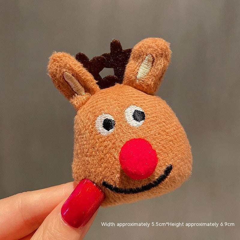 Red nose reindeer fabric Christmas brooch, one of twenty nine designs