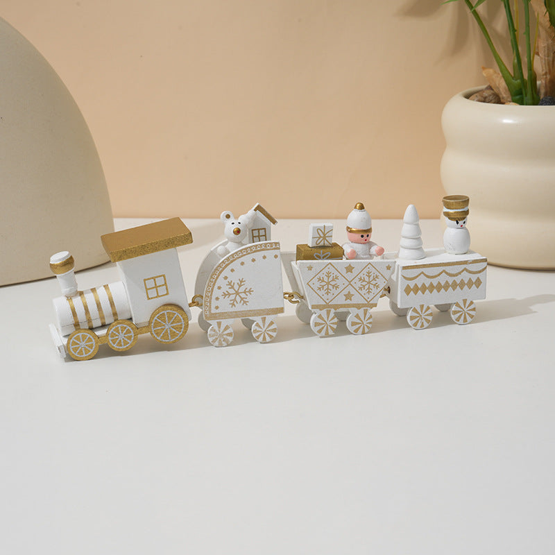Solid wood Christmas train that works as a toy or a shelf ornament
