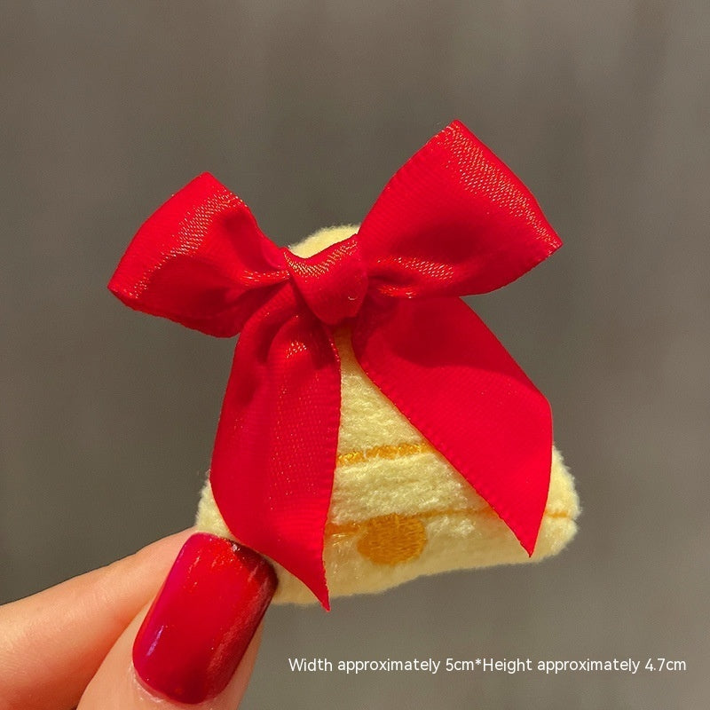 Bell design fabric Christmas brooch, soft cloth rather than hard metal