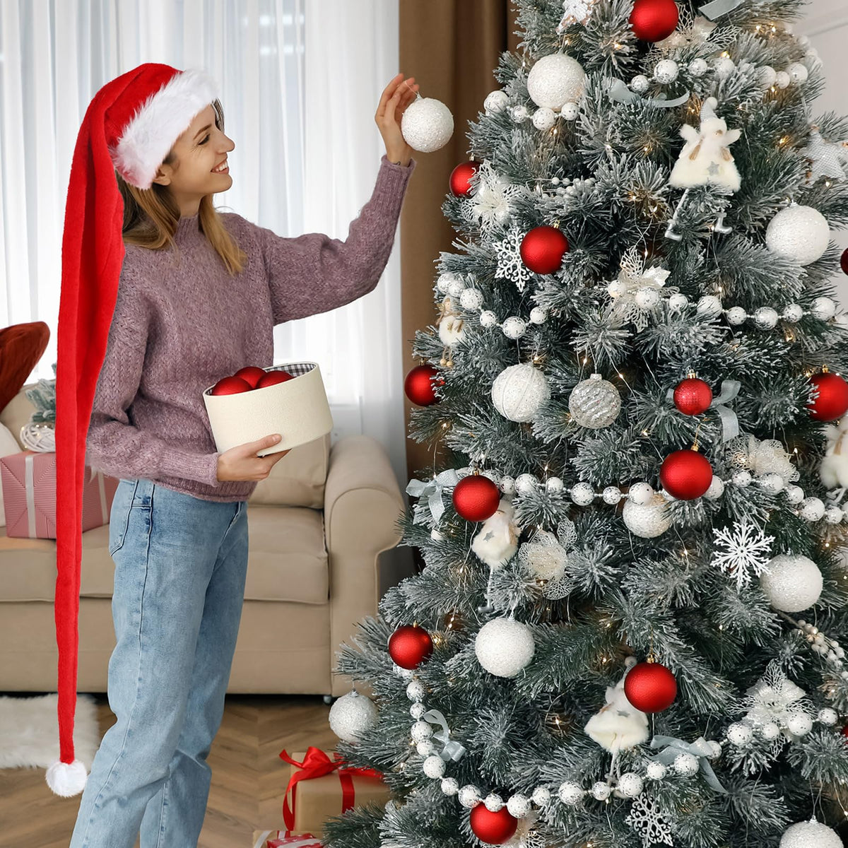 Black extra long Christmas hat measuring 11.8 by 59.1 inches