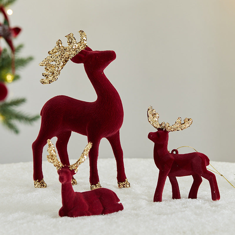 Gold sequin deer pendant with a hanging cord for a Christmas tree