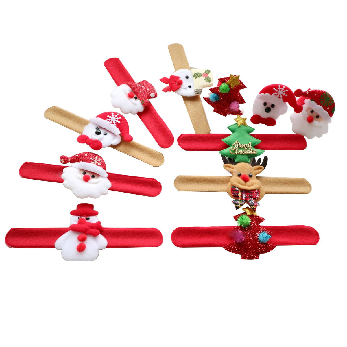 Christmas party favour bracelets, eight pieces in assorted colors