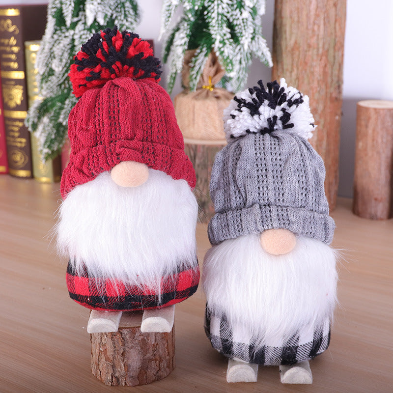 Red skiing doll Christmas figure sewn from cloth, 7.9 by 3.9 inches